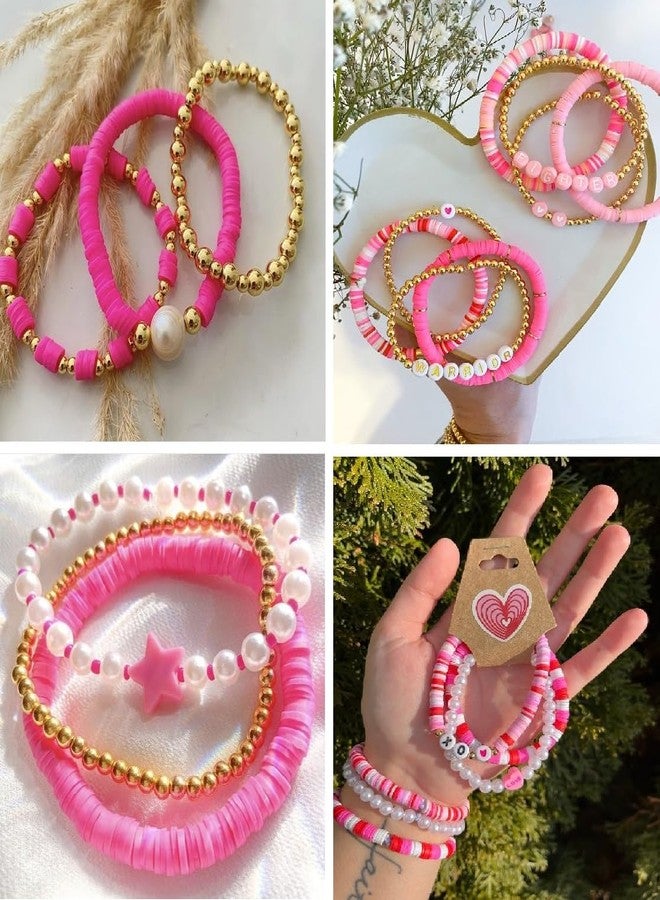 KARTUNBOX Beading Kit with Assorted Colourful Beads, Charms, Strings, Tools, 24 Compartments, Jewelry Making Kit DIY Bracelets Necklace Hairband and Rings Craft Kits for Kids Pink - Image 3